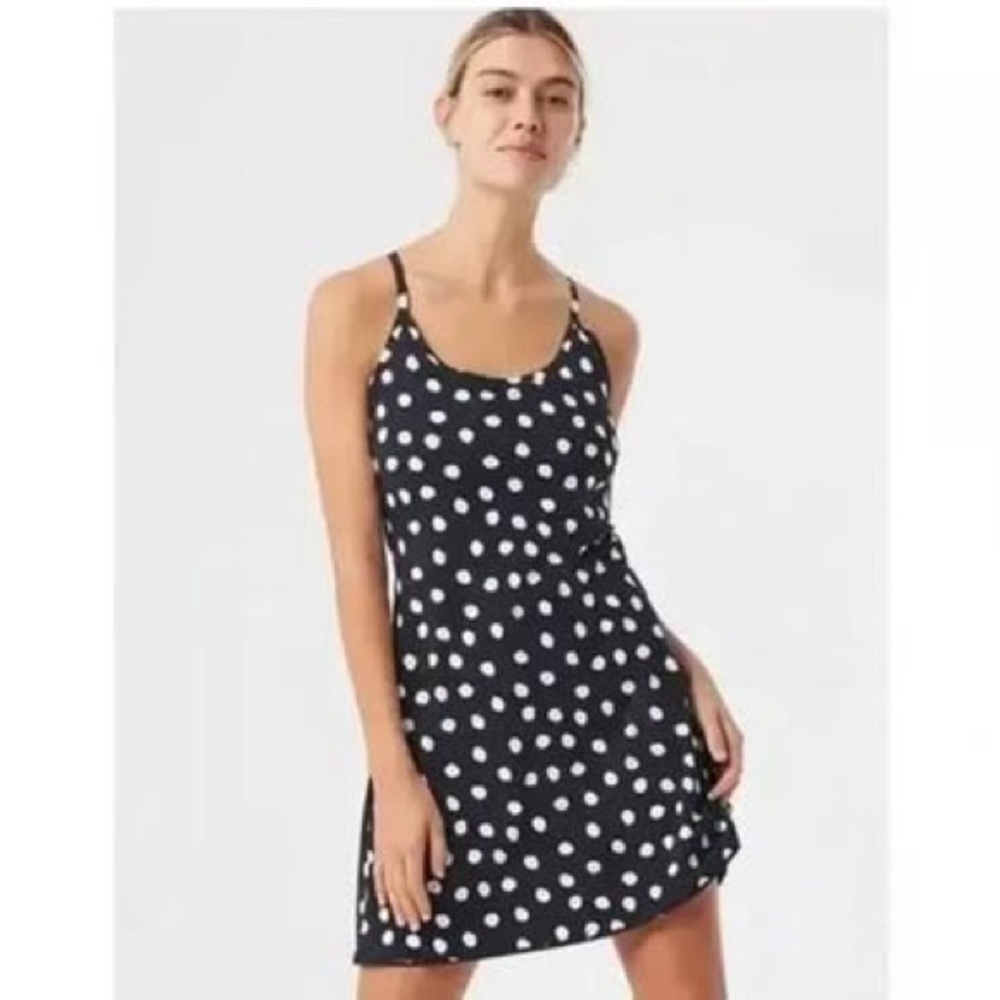 Outdoor Voices Black and White Polka Dot Dress